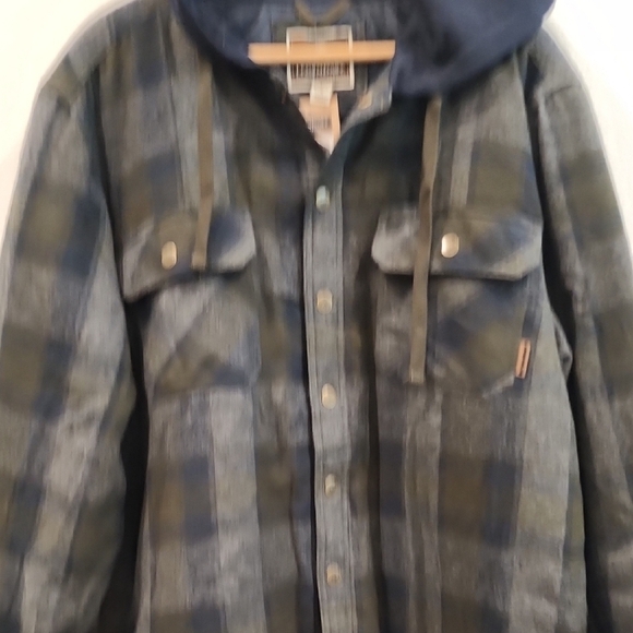 Legendary Outfitters Blue, Green,and Grey Hooded Flannel Quilted Jacket - Picture 5 of 13